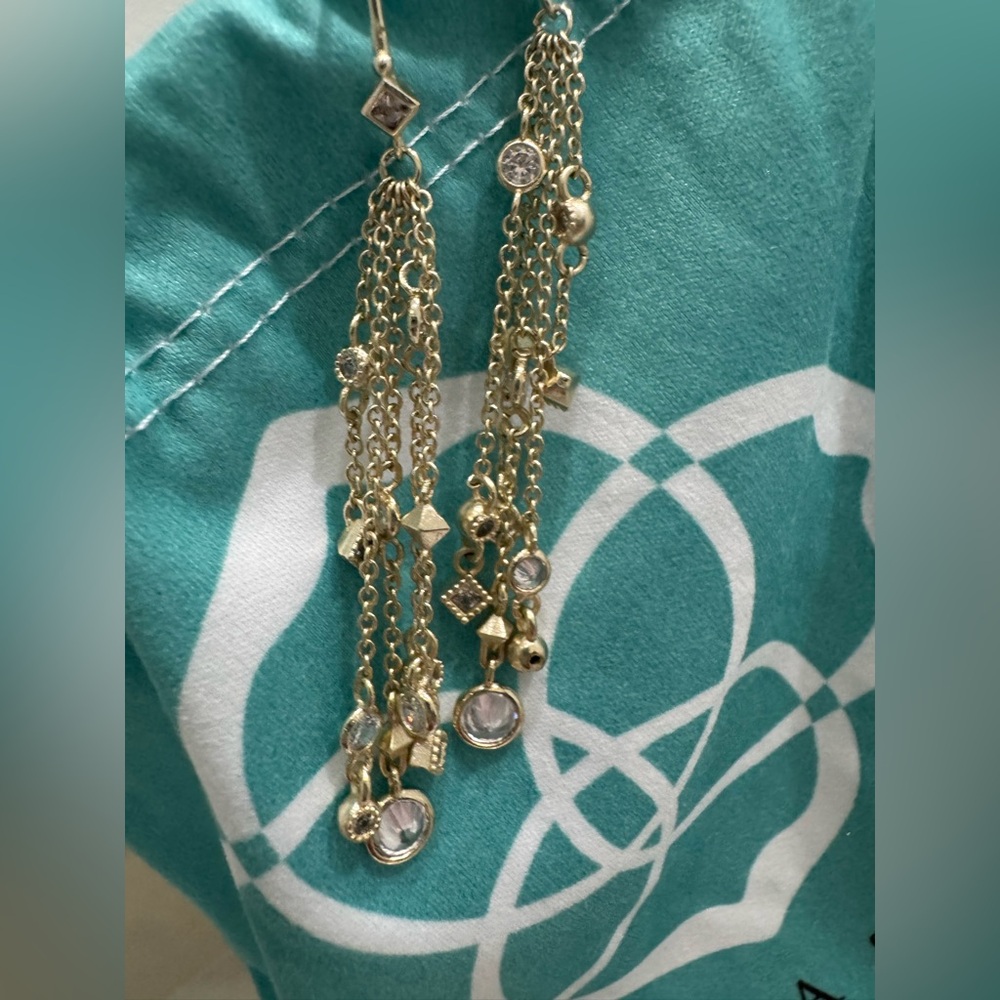 Kendra Scott Wilma chain drop Linear Earrings Gold-Plated with crystals